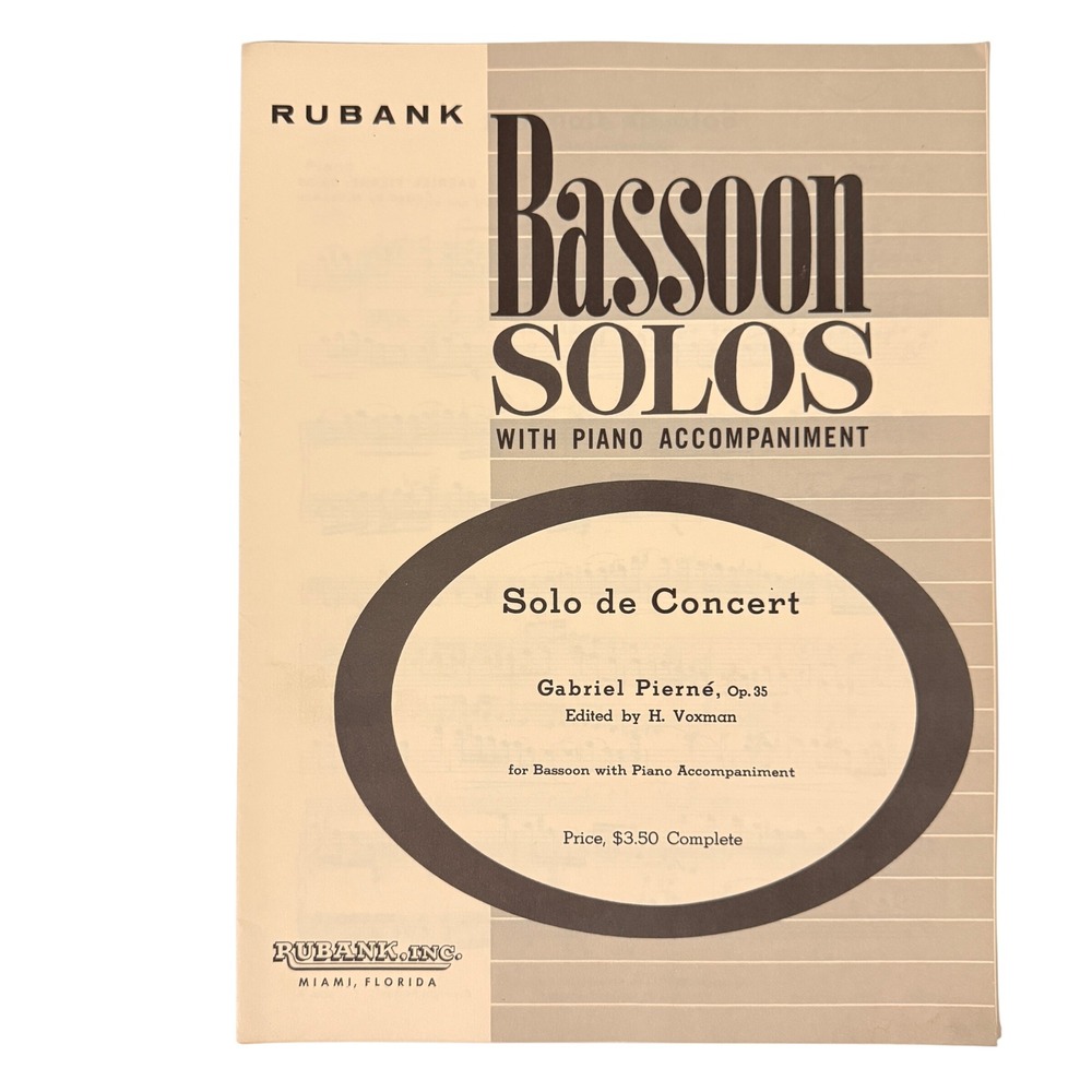 Rubank Bassoon Solos Solo de Concert Gabriel Pierne Op 35 Sheet Music H Voxman